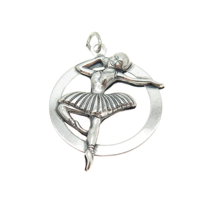 BEAU 925 Sterling Silver Antique Art Deco Ballet Dancer 3D Pendant