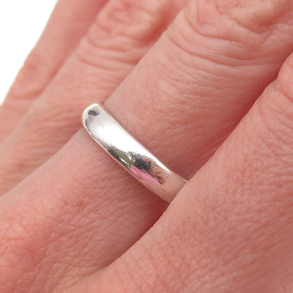 925 Sterling Silver Vintage Mexico Classic Wedding Oxidized Band Ring Size 9