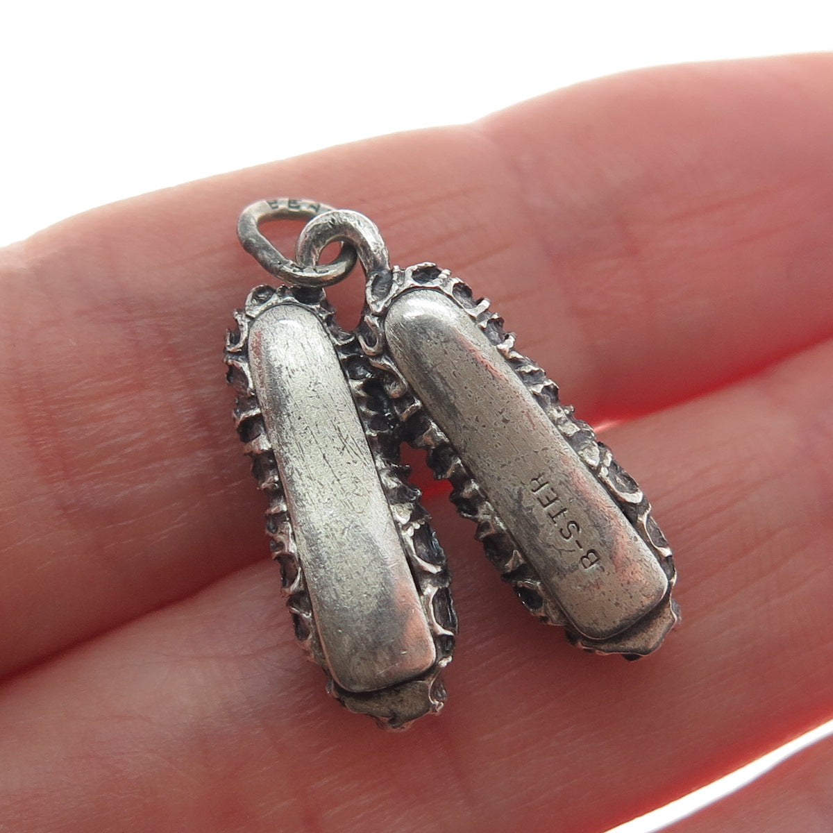 BEAU 925 Sterling Silver Vintage Rhinestone Ballerina Shoes Minimalist Pendant