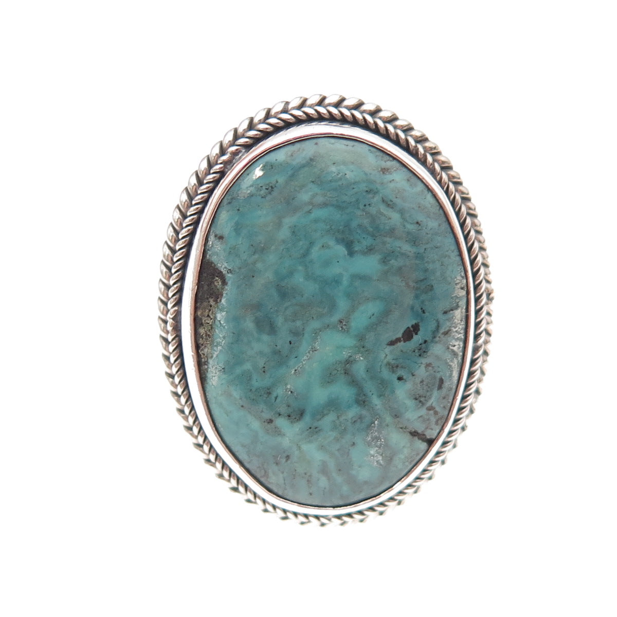 925 Sterling Silver Vintage Real Turquoise Oxidized Ring Size 8