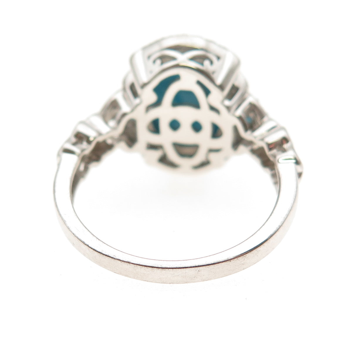 925 Sterling Real Sleeping Beauty Turquoise White Topaz & Apatite Ring Size 9