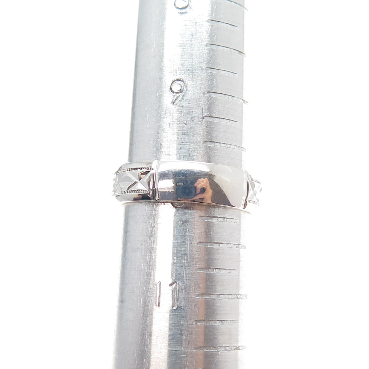 925 Sterling Silver Diamond-Cut Crisscross Band Ring Size 10.25