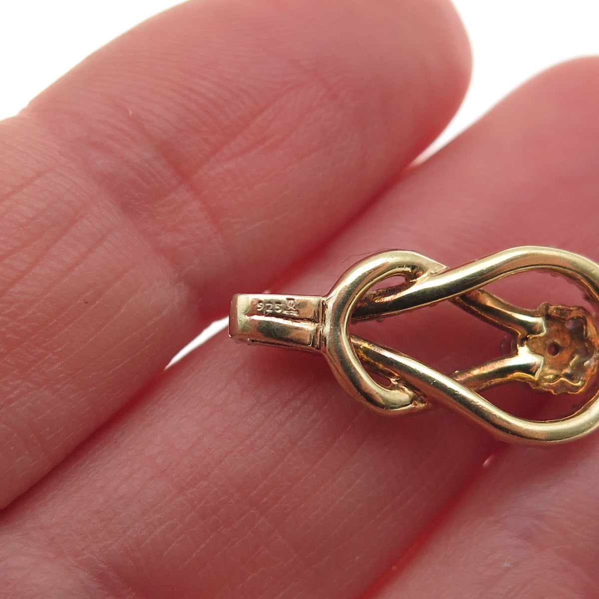 925 Sterling Silver Gold Plated Real Diamond Infinity Mini Charm Pendant