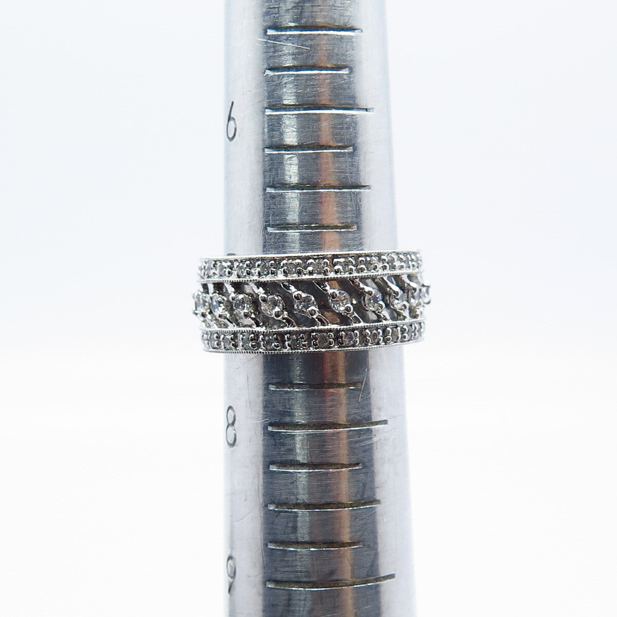 925 Sterling Silver Pave C Z Ring Size 7.5
