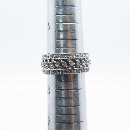 925 Sterling Silver Pave C Z Ring Size 7.5