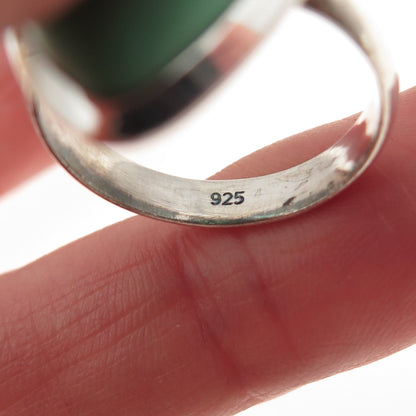 925 Sterling Silver Vintage Real Pear-Cut Chrysoprase Ring Size 8.5