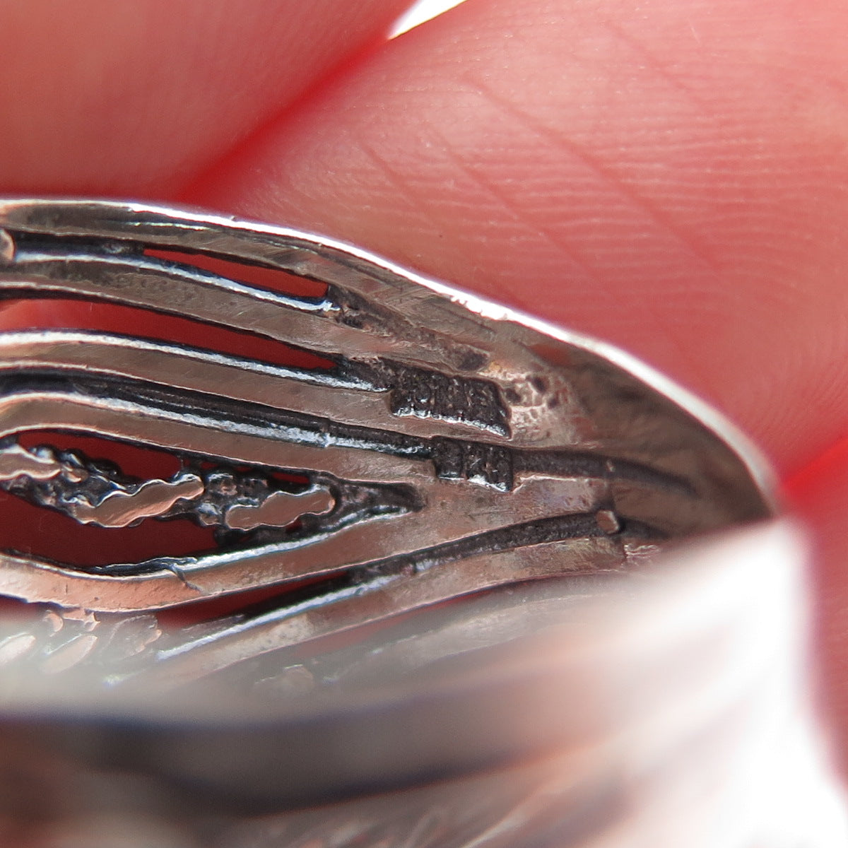 925 Sterling Silver Vintage Israel Oval-Cut C Z Modernist Oxidized Ring Size 8.5