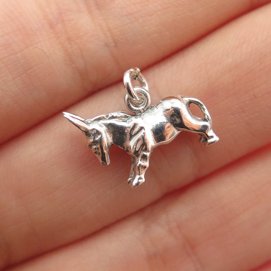 925 Sterling Silver Vintage Little Pony Horse Minimalist 3D Charm Pendant