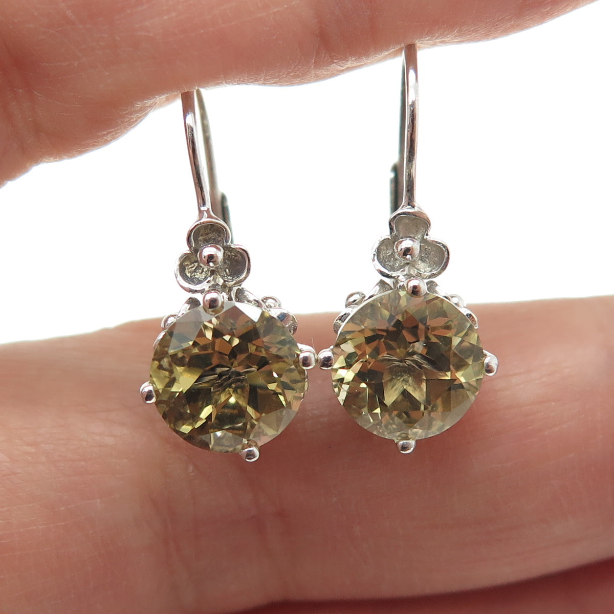 MICHELLE ALBALA 925 Sterling Silver Vintage Real Citrine Gemstone Earrings