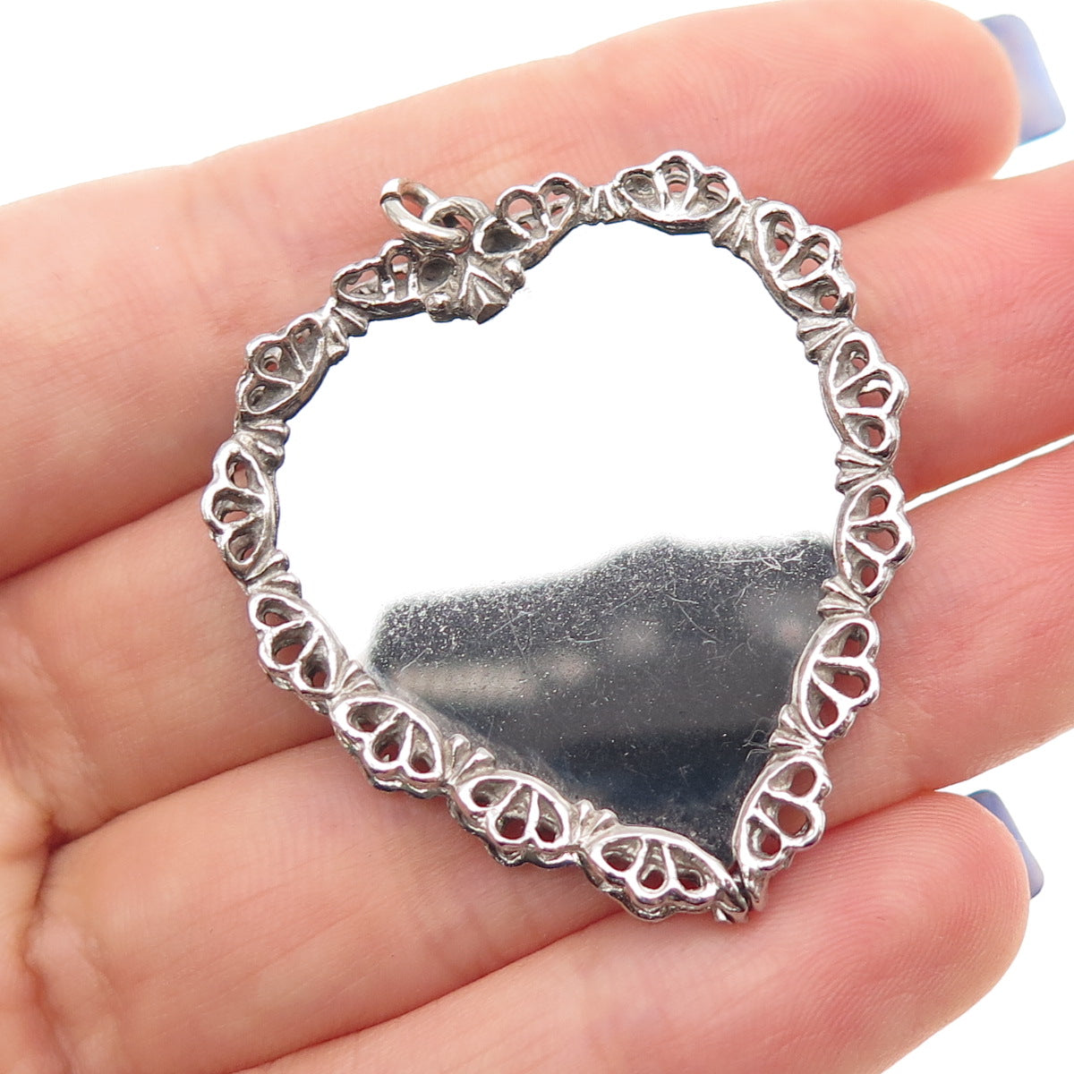 925 Sterling Silver Vintage 25th Anniversary Heart Charm Pendant
