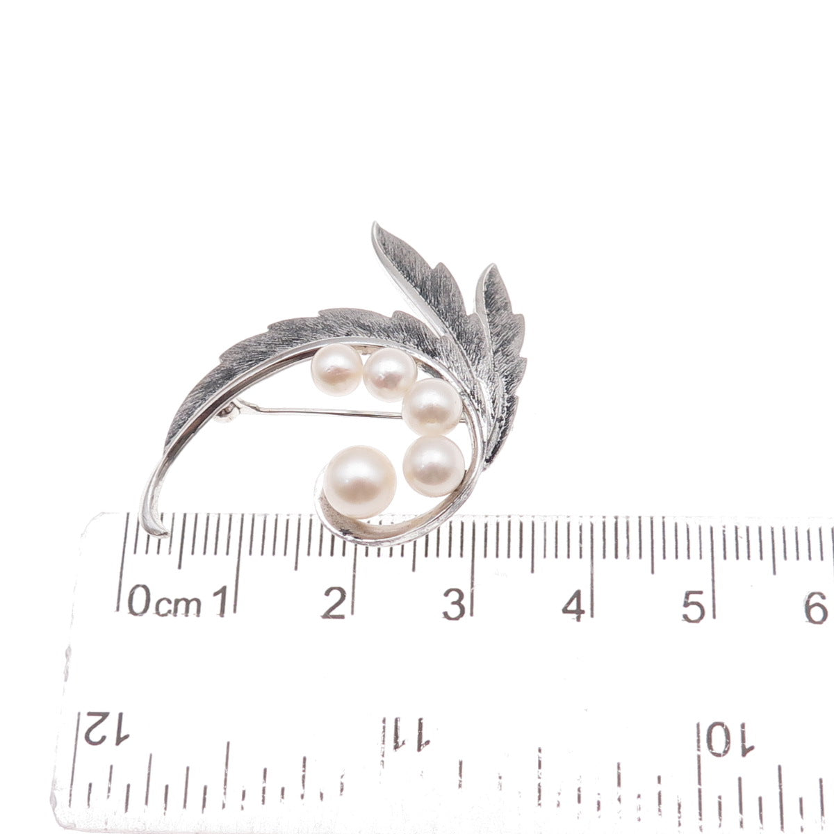 Mikimoto 925 Sterling Silver Antique Japan Real Akoya Pearl Floral Pin Brooch