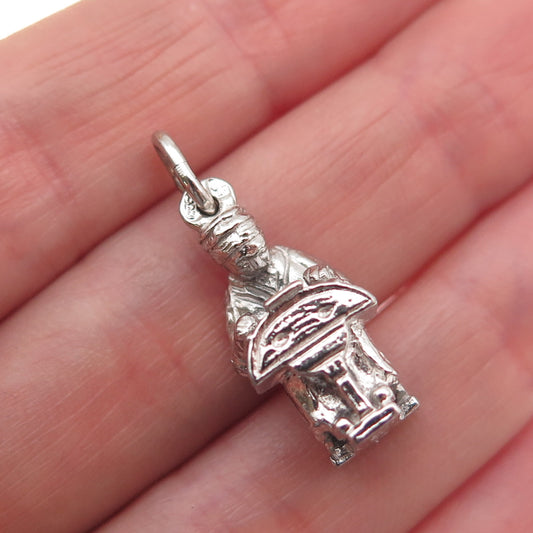 835 Silver Vintage Lacemaker Bruxelles Brussels 3D Mini Charm Pendant