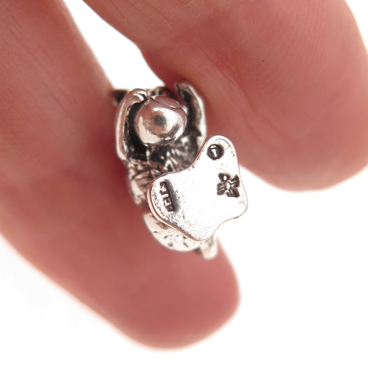 Sunwest 925 Sterling Silver Vintage Playing Cat & Ball Oxidized 3D Charm Pendant