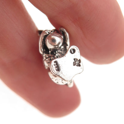Sunwest 925 Sterling Silver Vintage Playing Cat & Ball Oxidized 3D Charm Pendant