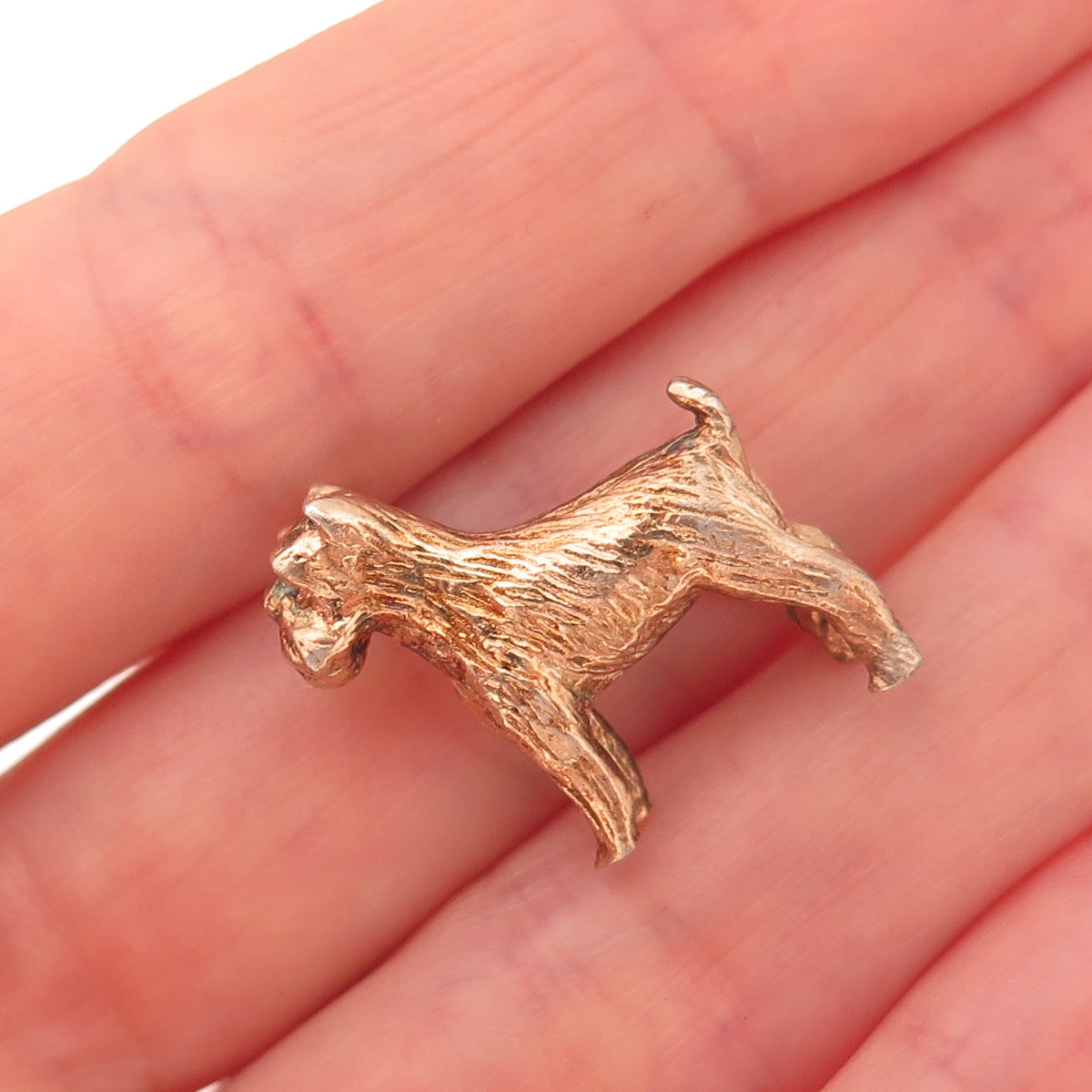 925 Sterling Silver Gold Plated Vintage Schnauzer Dog Pin Brooch