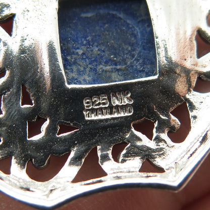 NK SILVER 925 Sterling Silver Vintage Real Sodalite Ornate Pendant