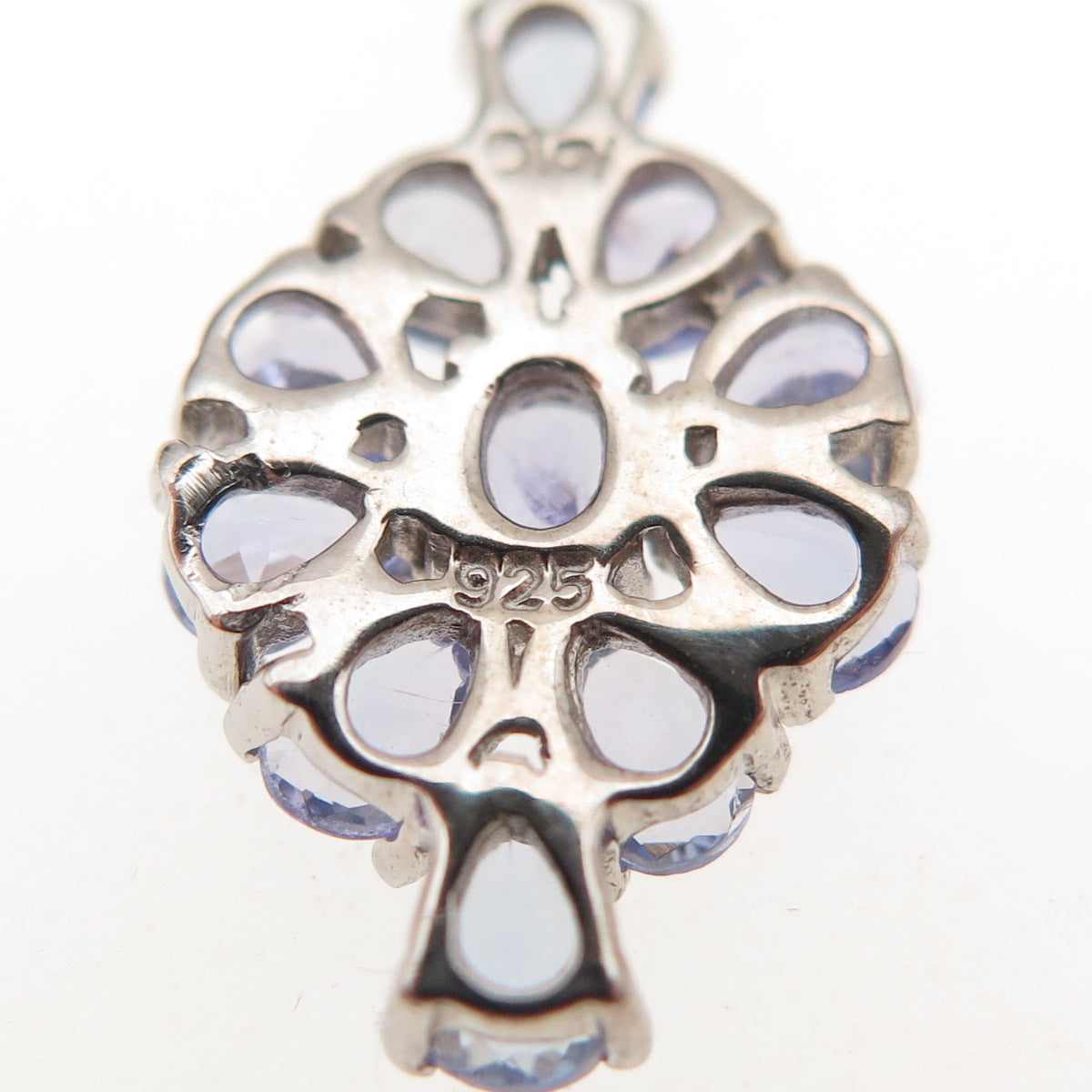 D'Joy 925 Sterling Silver Real Tanzanite Floral Cable Chain Necklace 18"