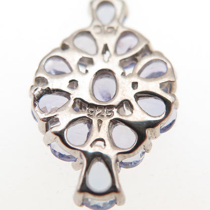 D'Joy 925 Sterling Silver Real Tanzanite Floral Cable Chain Necklace 18"