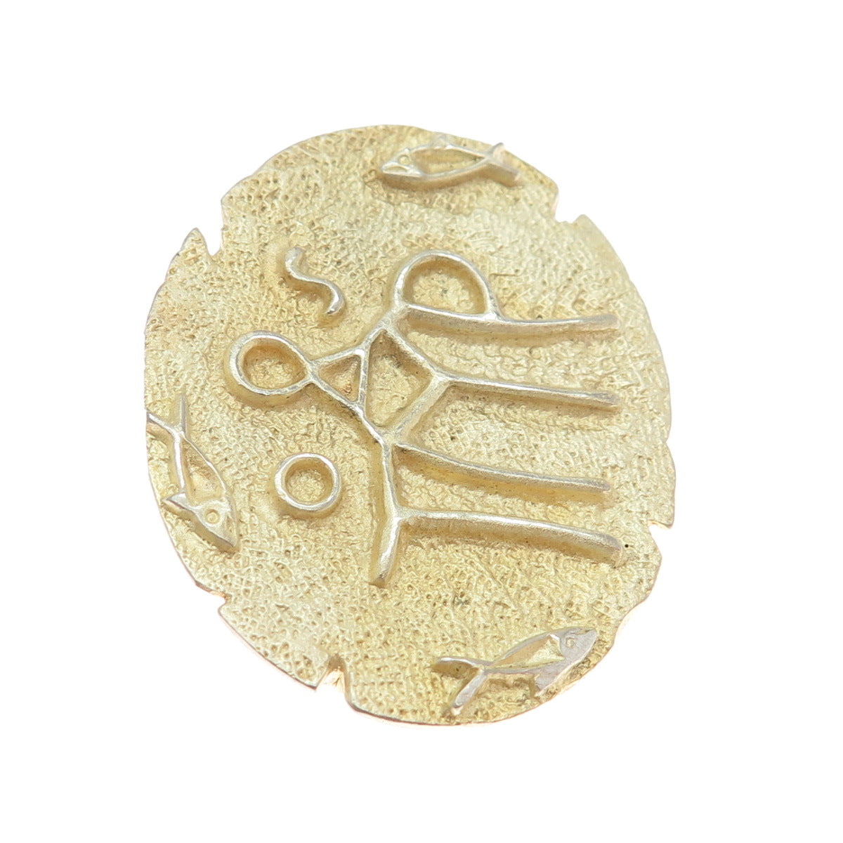800 Silver Gold Plated Vintage Ancient Greek Symbol Pin Brooch