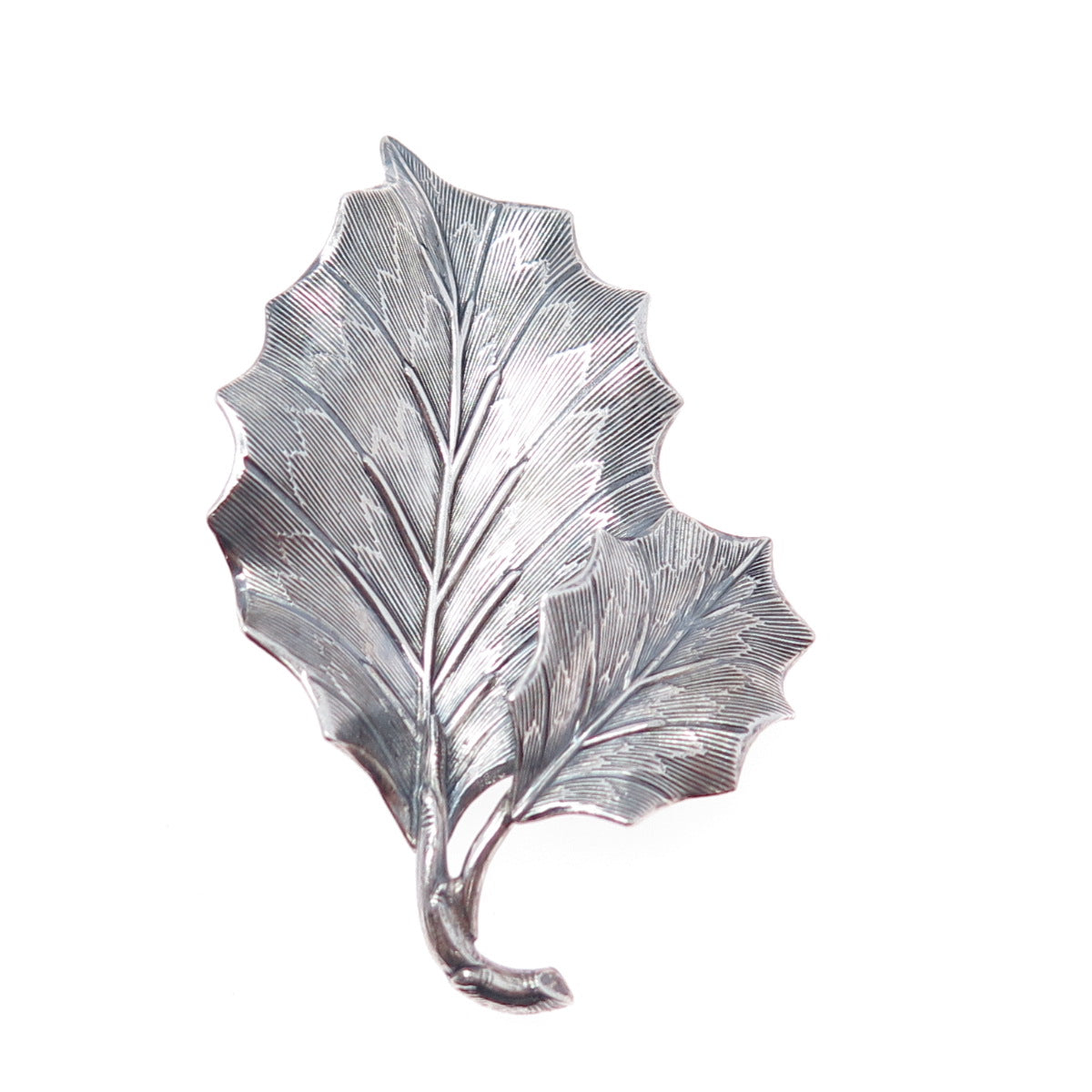 DANECRAFT 925 Sterling Silver Antique Art Deco Floral Leaf Oxidized Pin Brooch