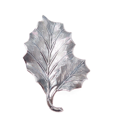 DANECRAFT 925 Sterling Silver Antique Art Deco Floral Leaf Oxidized Pin Brooch