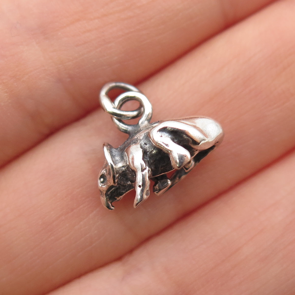 925 Sterling Silver Vintage Dinosaur Oxidized Mini 3D Charm Pendant
