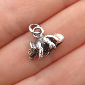 925 Sterling Silver Vintage Dinosaur Oxidized Mini 3D Charm Pendant