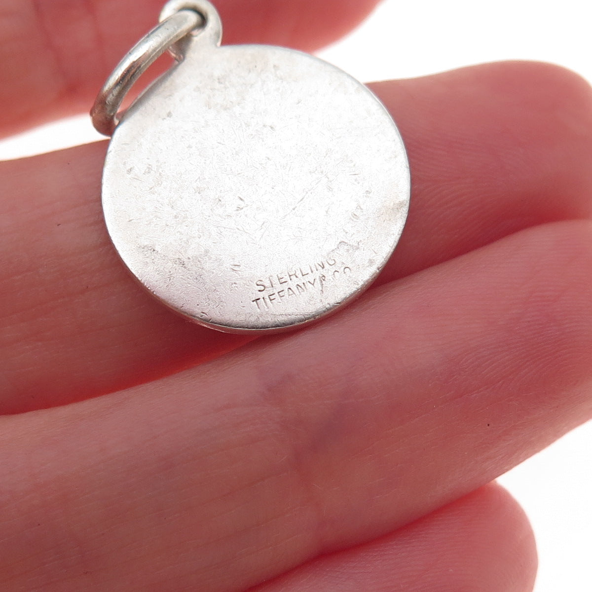 Tiffany & Co. 925 Sterling Silver Vintage Round Tag Charm Pendant