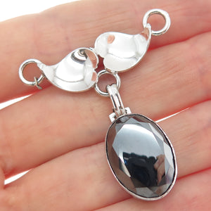 CURTIS CREATIONS 925 Sterling Silver Antique Real Hematite Centerpiece Pendant
