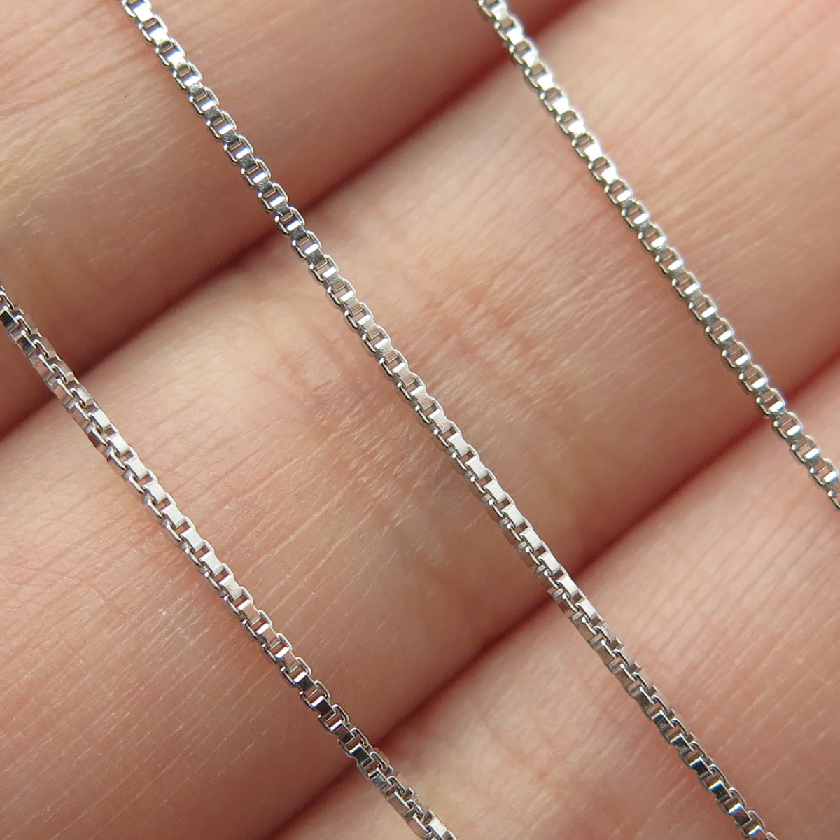 925 Sterling Silver Italy Mini Box Chain Necklace 18"