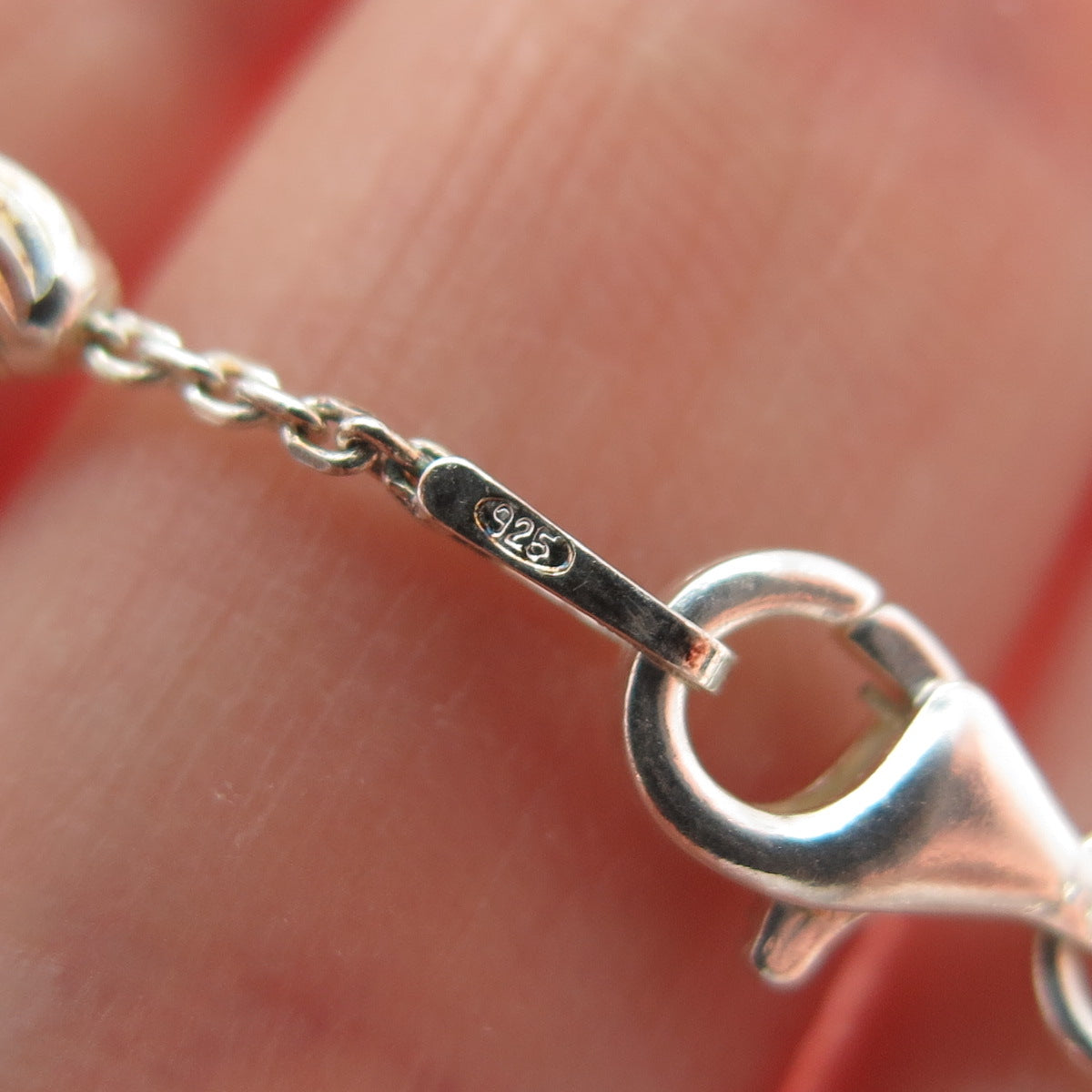 925 Sterling Silver Italy Diamond-Cut Bead Station Cable Anklet / Bracelet 10.5"