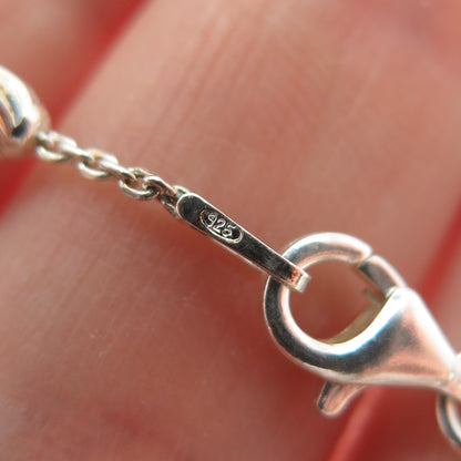 925 Sterling Silver Italy Diamond-Cut Bead Station Cable Anklet / Bracelet 10.5"