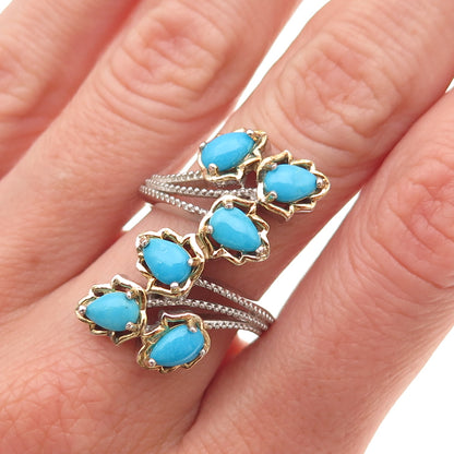 Chuck Clemency Sterling Silver 2-Tone Real Sleeping Beauty Turquoise Ring Size 8