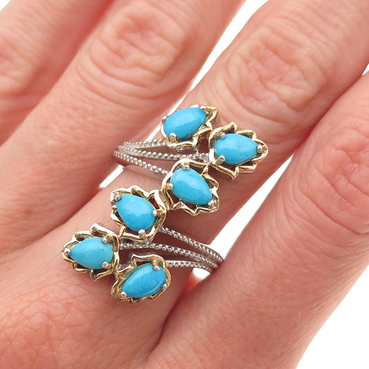 Chuck Clemency Sterling Silver 2-Tone Real Sleeping Beauty Turquoise Ring Size 8