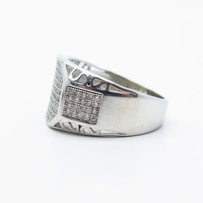 925 Sterling Silver Pave C Z Wide Ring Size 10