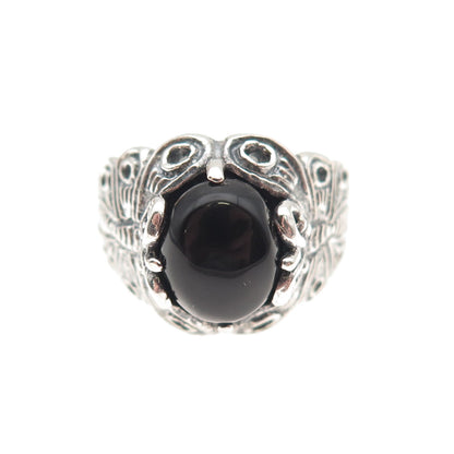 Chapal Zenray Sterling Silver Vintage Real Black Onyx Butterfly Ring Size 7.25