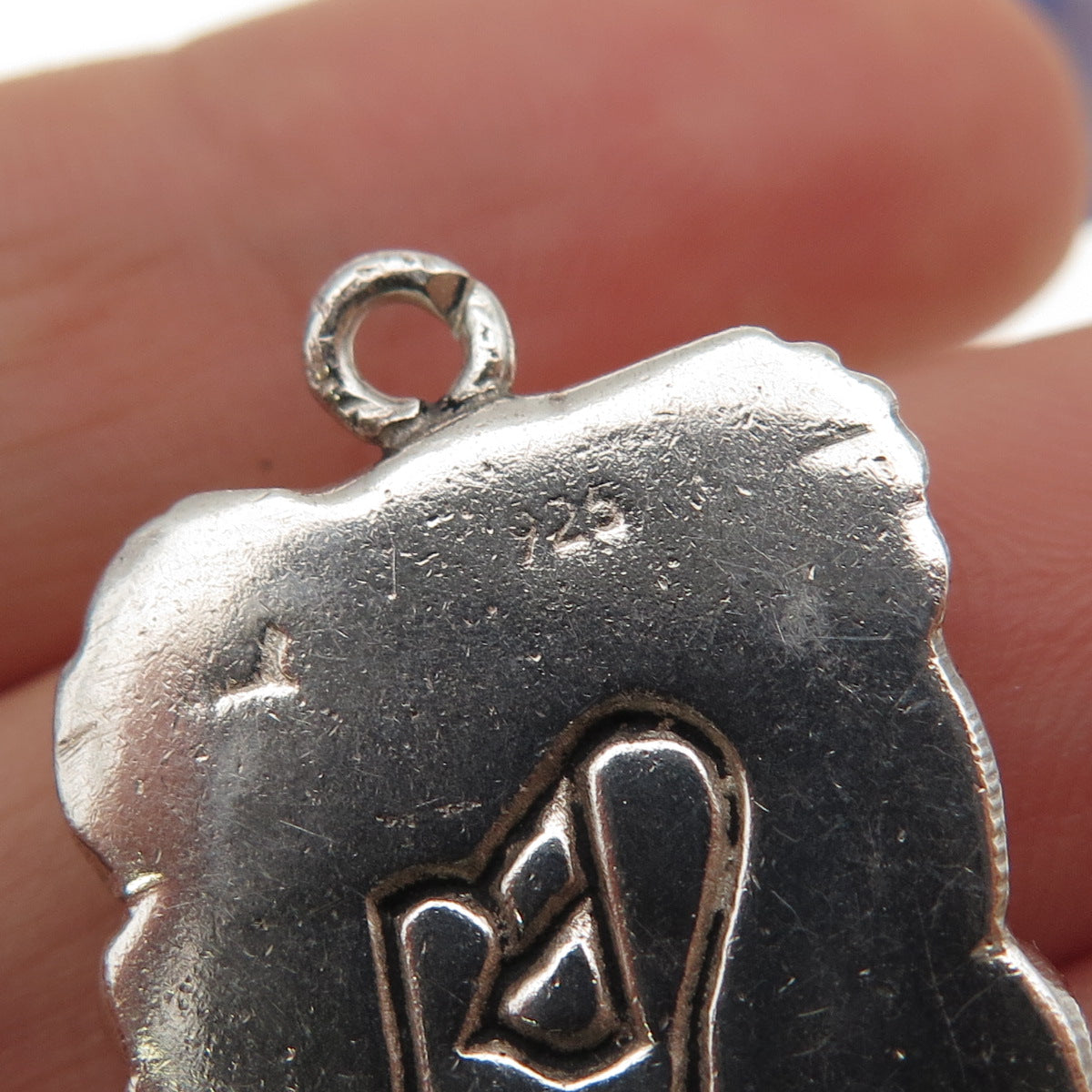 RED 925 Sterling Silver Vintage Tribal Face Oxidized Charm Pendant