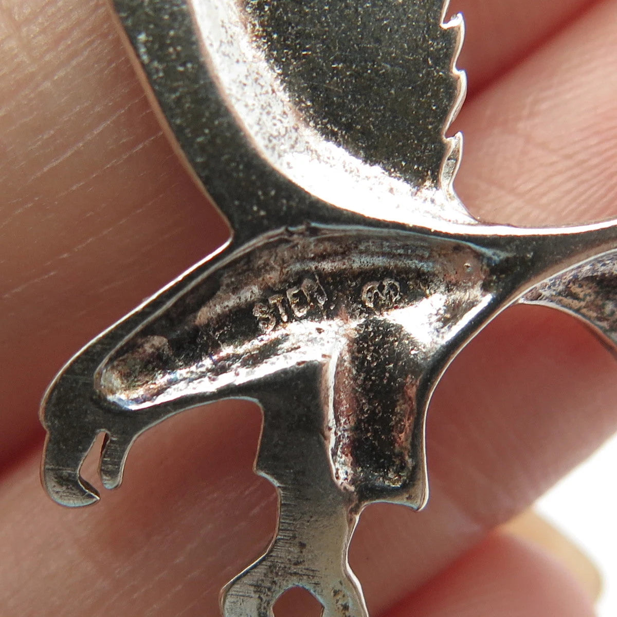 925 Sterling Silver Vintage Flying Eagle Bird Slide Pendant