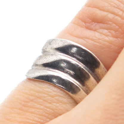 925 Sterling Silver Vintage Modernist Wavy Ring Size 5