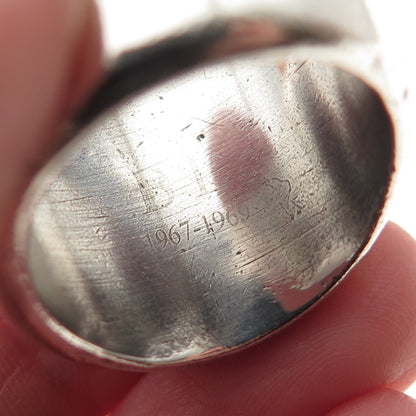 925 Sterling Silver Vintage Enamel US Army Vietnam Oxidized Ring Size 10