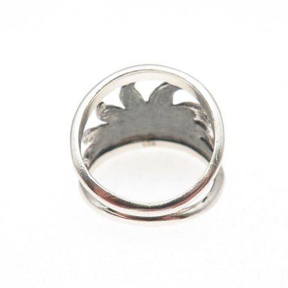 925 Sterling Silver Vintage Sun Oxidized Ring Size 6.25