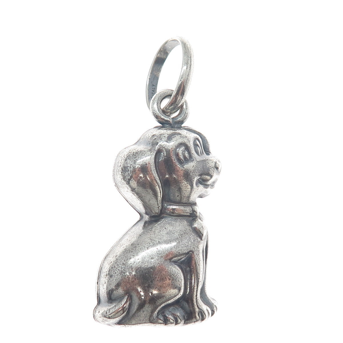 925 Sterling Silver Vintage Italy Ridgeback Dog Oxidized 3D Charm Pendant