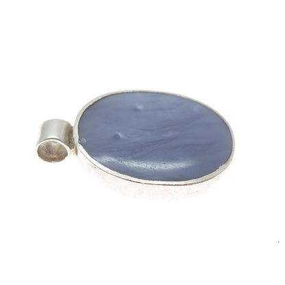 925 Sterling Silver Vintage Real Lavender Mother-of-Pearl Charm Pendant