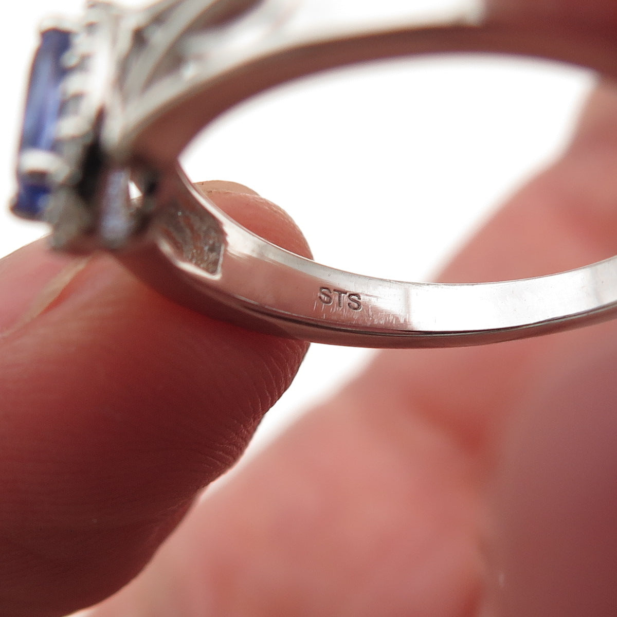 Chuck Clemency 925 Sterling Silver Real Tanzanite & White Topaz Ring Size 8