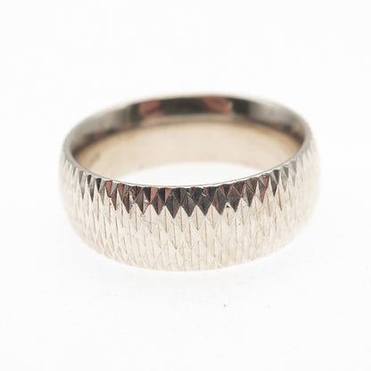 925 Sterling Silver Vintage Diamond-Cut Band Ring Size 7