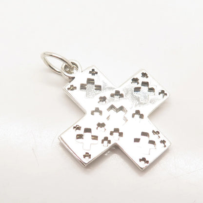 925 Sterling Silver Vintage Double Cross Pendant
