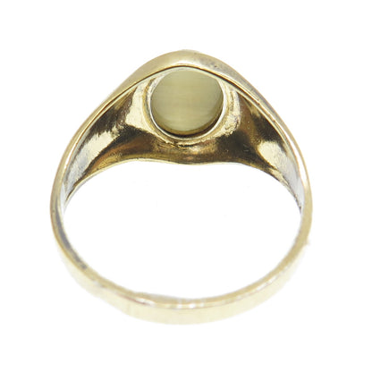 MCGRATH HAMIN 925 Sterling Silver Vintage Real Gold Cat's Eye Gem Ring Size 10