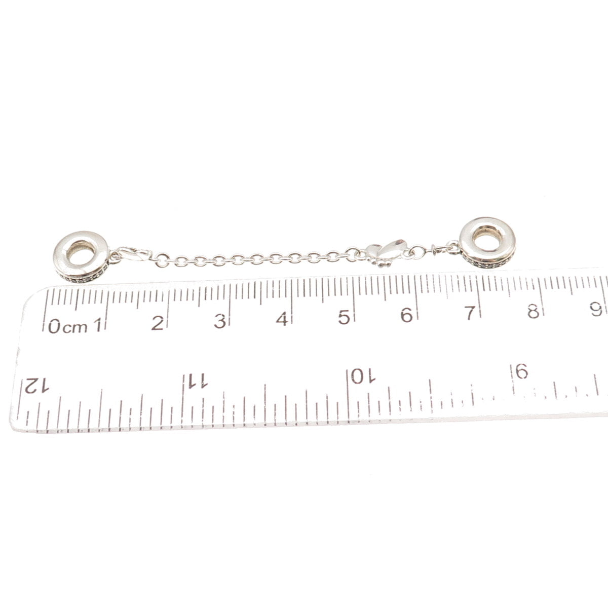 Pandora 925 Sterling Silver C Z Decorative Butterflies Safety Chain Charm