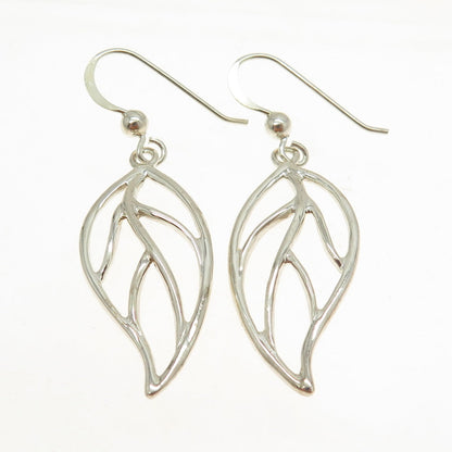 925 Sterling Silver Floral Leaf Dangling Earrings