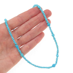 Tehya Oyama 925 Sterling Real Sleeping Beauty Turquoise Beaded Necklace 18-20"